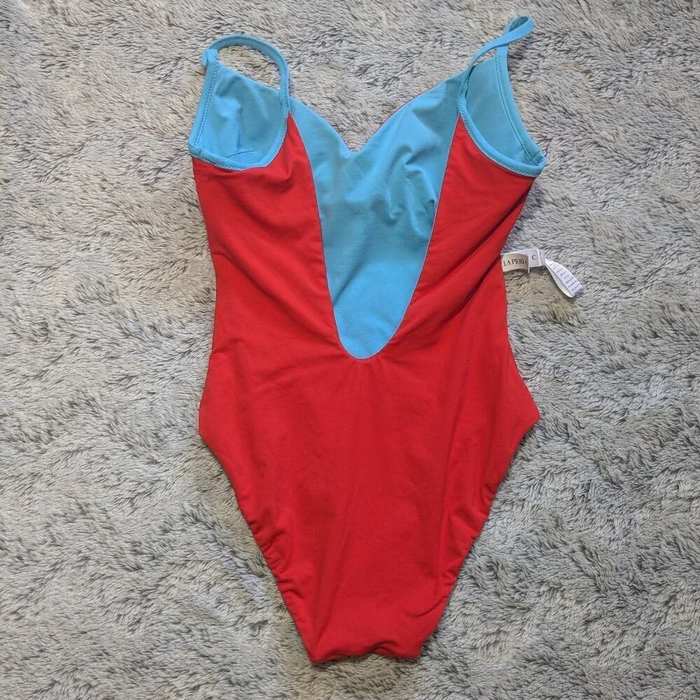 La Perla Luxury Swimsuit One Piece Red Blue Reversible Size US 32C